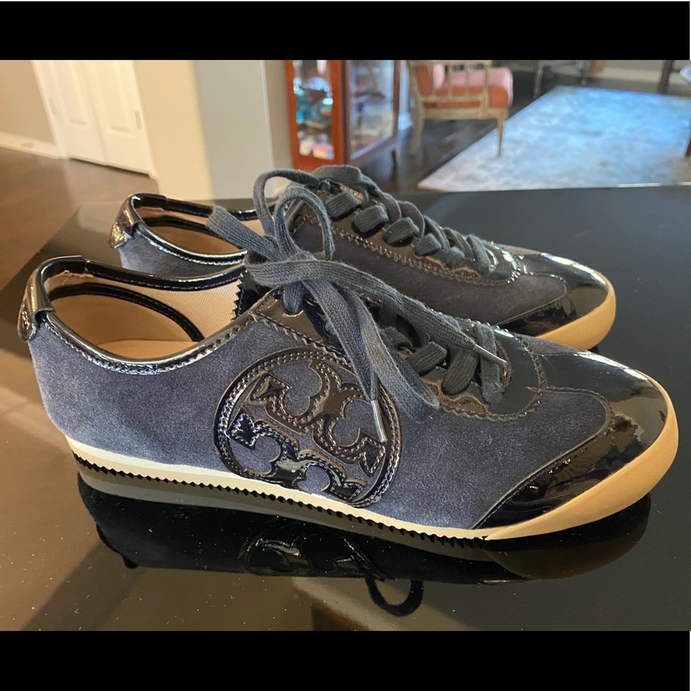 Tory Burch Navy Blue Suede Sneakers Sz 9